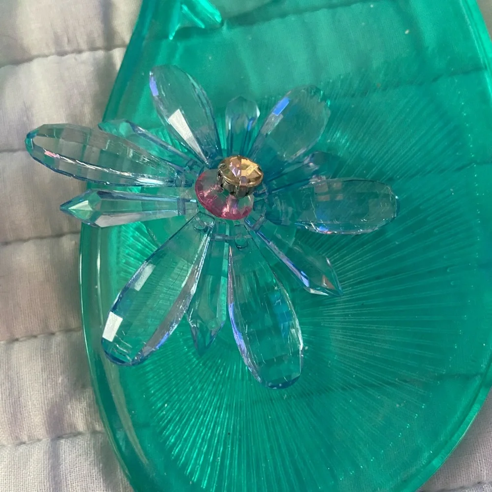 Size 8 Betsey Johnson teal jelly sandals - Picture 2 of 3